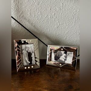 Silver Decorative Metal Photo Frame - Contemporary Home Accent Set of 2